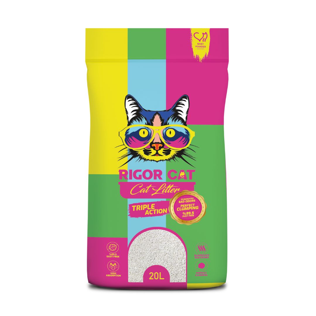 Rigor Cat Natural White Bentonite Clumping Litter - Baby Powder - 20L (8681900005368)