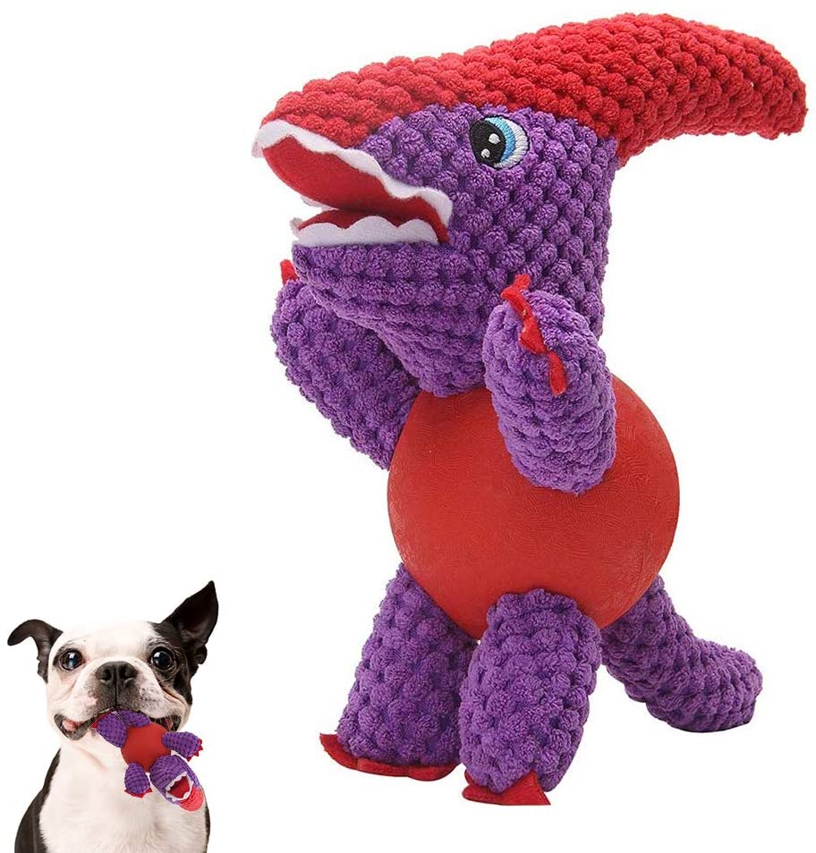 Purple Dino with Rubber Ball and Squeaky - Small (90) (6970002254081)