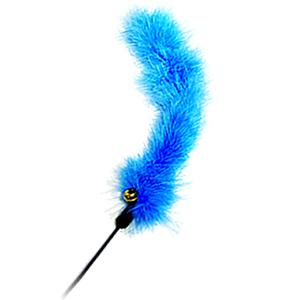 SALE: Interactive Cat Teaser Wand Toy - Fluffy Blue Tail with Bell- Small (4714785635185)