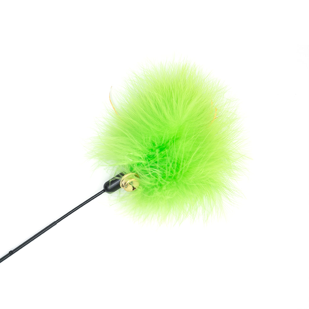 SALE: Interactive Cat Teaser Wand Toy - Green Fluffy Ball - Small (4714785635116)
