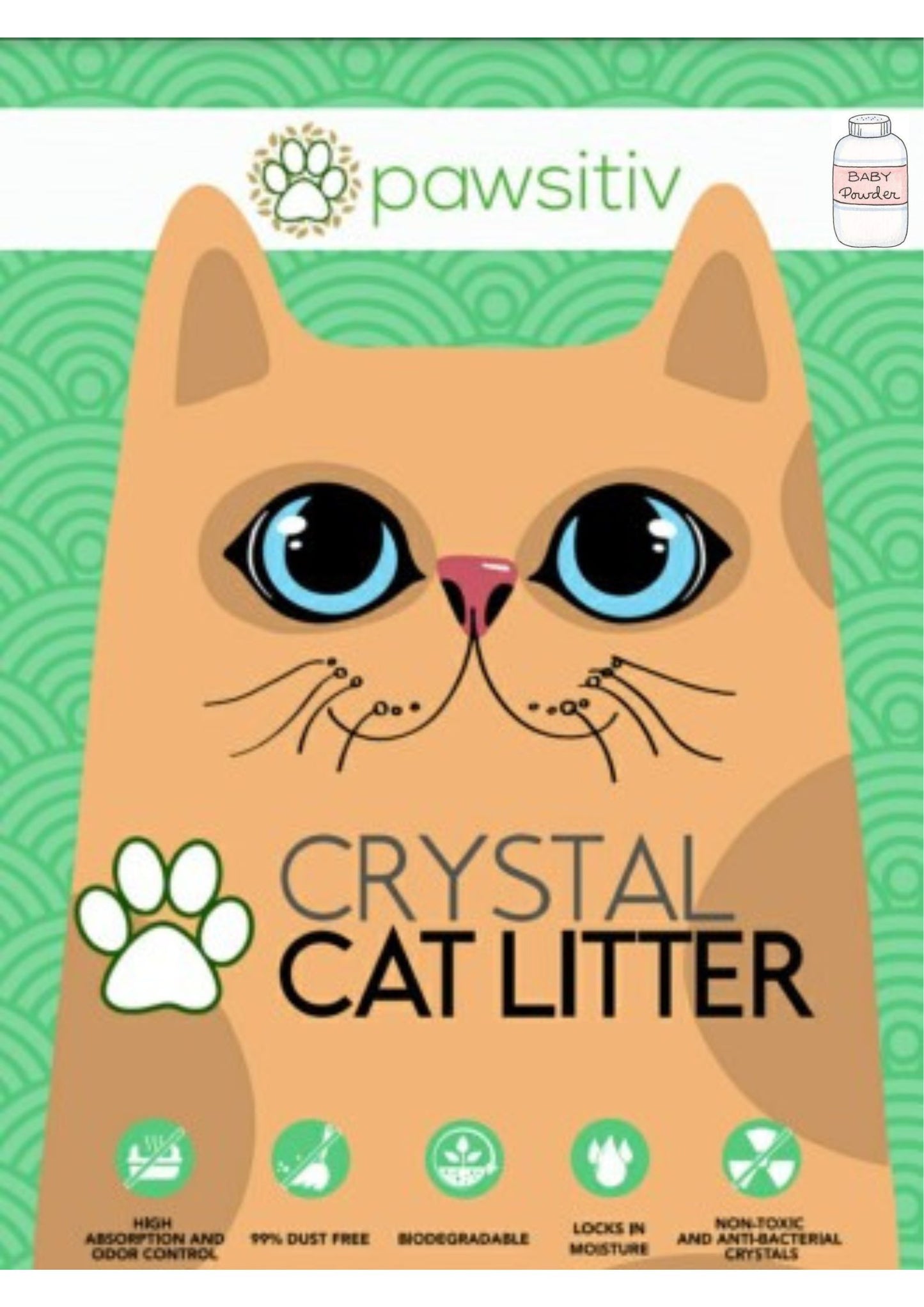 SALE: Pawsitiv Premium Silica Crystal Gel Litter for Cat - 16L - Baby Powder (0606682842213)