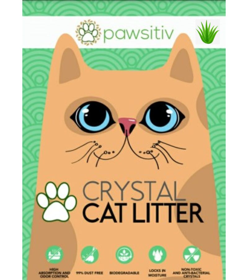 Pawsitiv Premium Silica Crystal Gel Litter for Cat - 16L - Aloe Vera (0714651971700)
