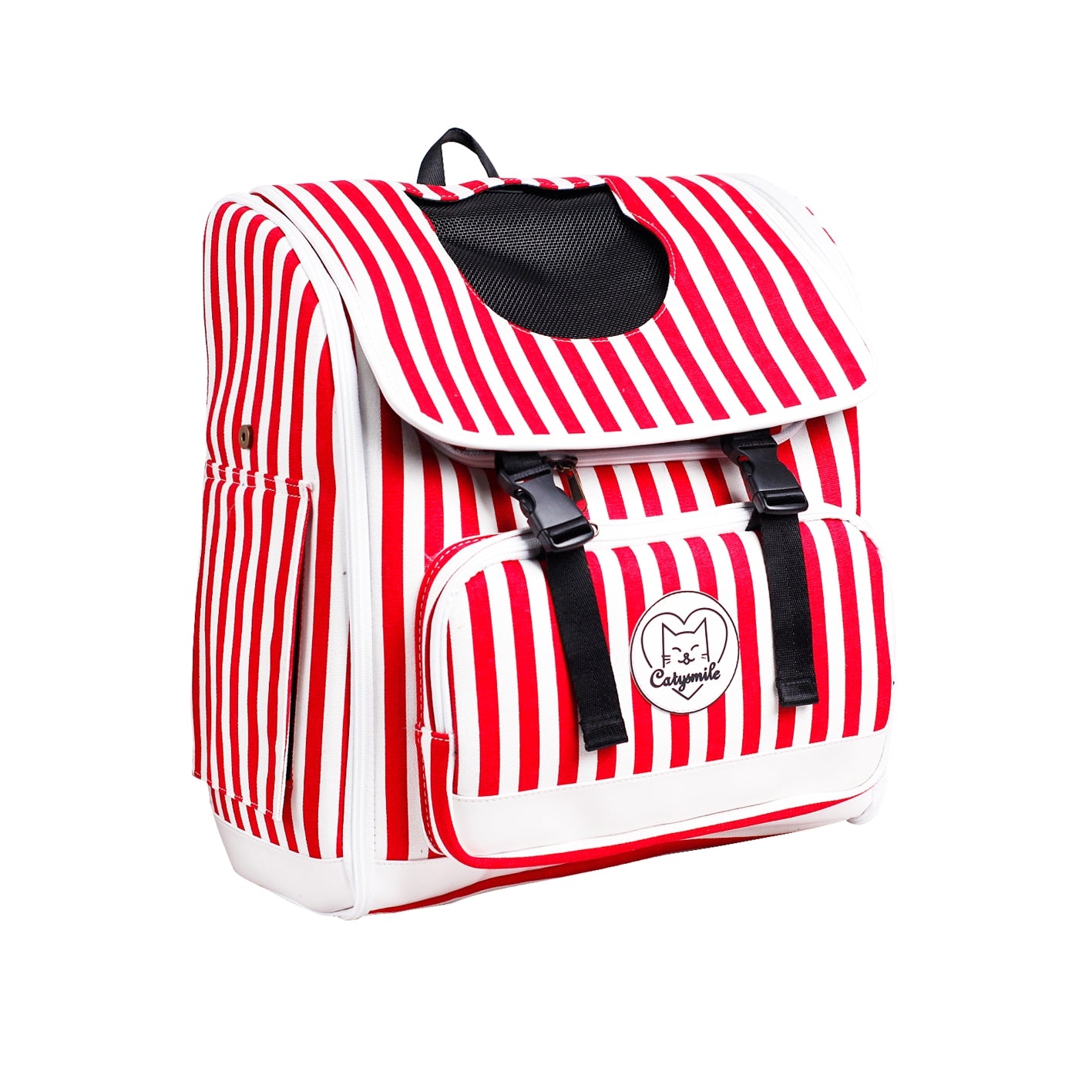STRIPES - Trendy and Durable BackPack Carrier for Small Dogs and Cats - RED - 6900208528860