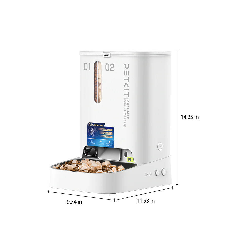 PETKIT 'YumShare Gemini 2.0' AI-powered Camera Automatic Feeder with Dual Hopper - 3L + 2L (5L) (6975069307596)