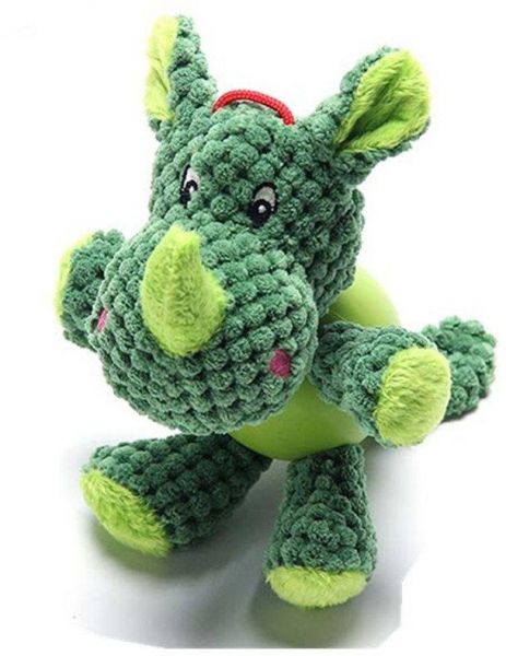 SALE: Rhino with Rubber Ball and Squeaky Dog Toy- Large (101)