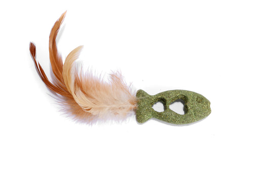 Heart-Shaped Matatabi Catnip Fish With Feathers Interactive Cat Toy (8429083036294)