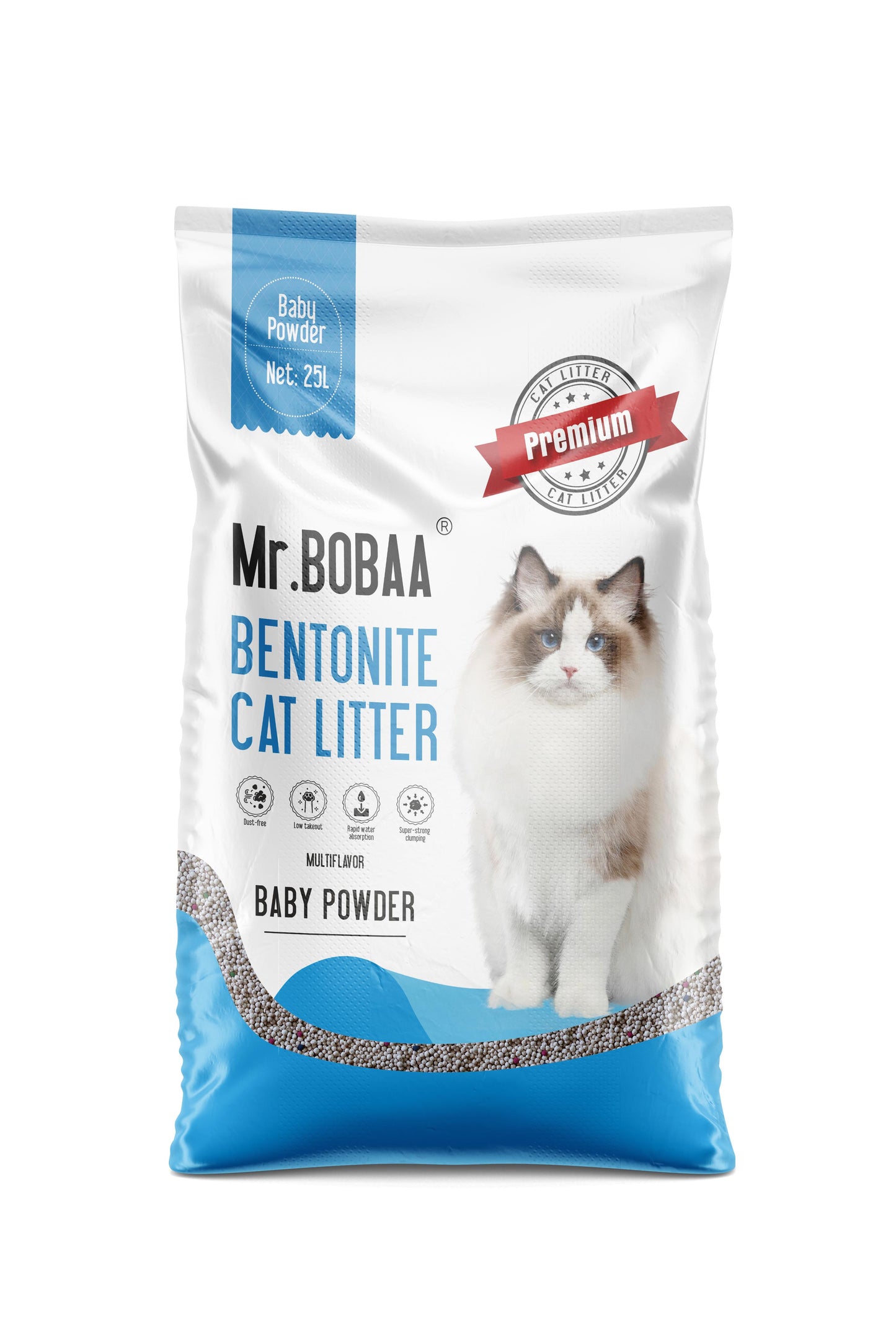 Mr Bobaa Clumping Cat Litter - Baby Powder - 25L (6973373204006)