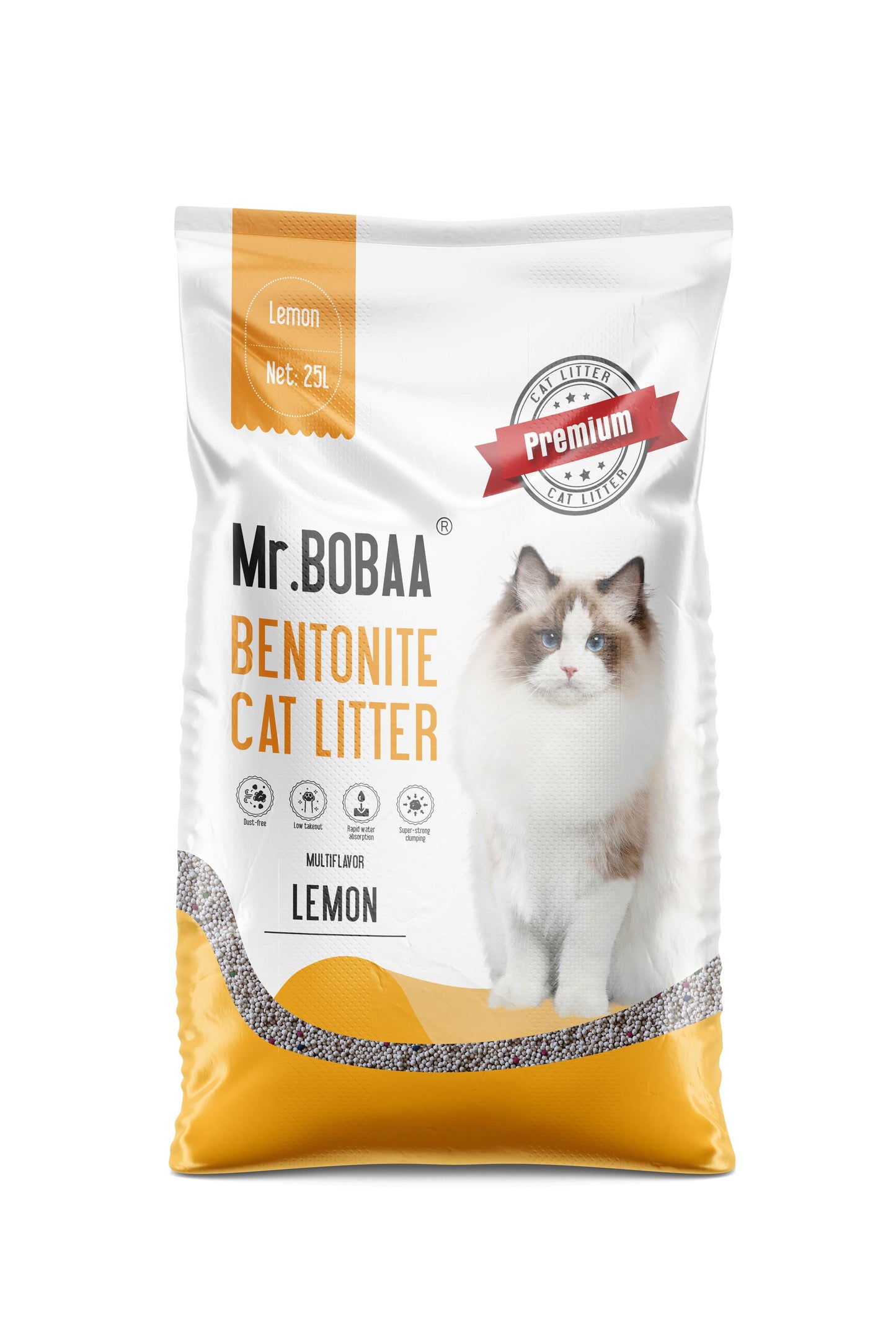 Mr Bobaa Clumping Cat Litter - Lemon - 25L (6973373204037)