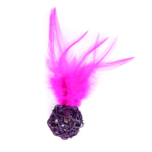 Sisal Ball with Purple Feather Interactive Cat Toy (8429083036195)