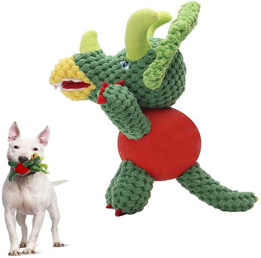 Green Dino with Rubber Ball and Squeaky - Large (93)