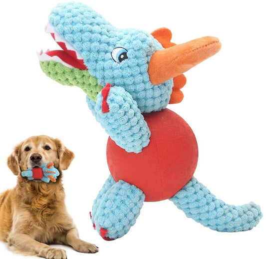 Blue Dino with Rubber Ball and Squeaky - Large (136)