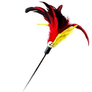 Interactive Cat Teaser Wand Toy - Feather Red/Yellow/Black - Medium (4714785636335)