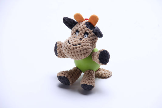 Apricot Cow with Rubber Ball and Squeaky - Small (40)