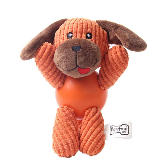 Orange Dog with Rubber Ball and Squeaky - Large (97)