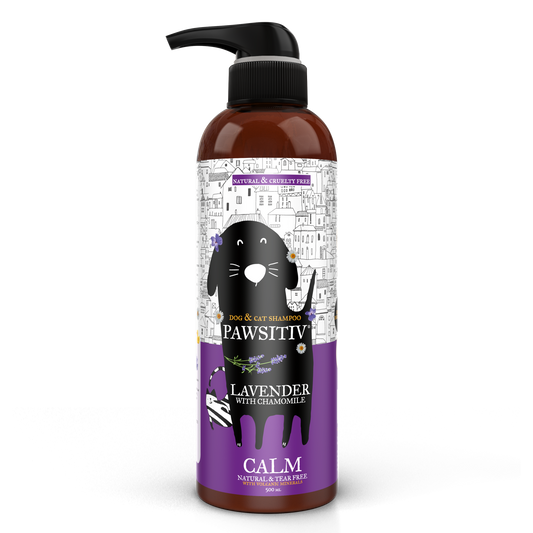 Pawsitiv Natural and Tearless Shampoo for Dogs & Cats - Lavender with Chamomile - Relaxing Formula (CALM) - 500ml