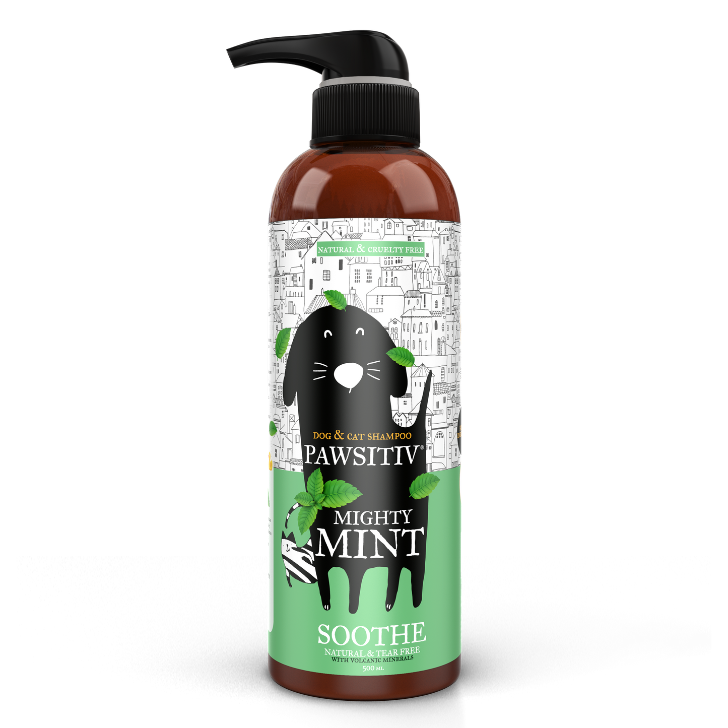 SALE: Pawsitiv Natural and Tearless Shampoo for Dogs & Cats - Mighty Mint - Healing Formula (SOOTHE) - 500ml